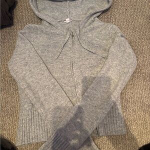 Garage gray knitted Women's zip up Sweater